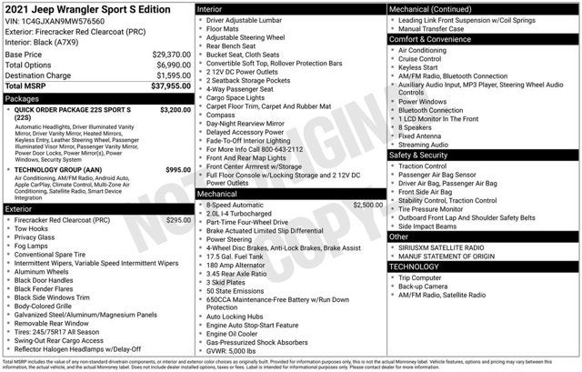 2021 Jeep Wrangler Sport S