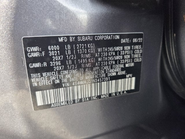 2022 Subaru Ascent Onyx Edition